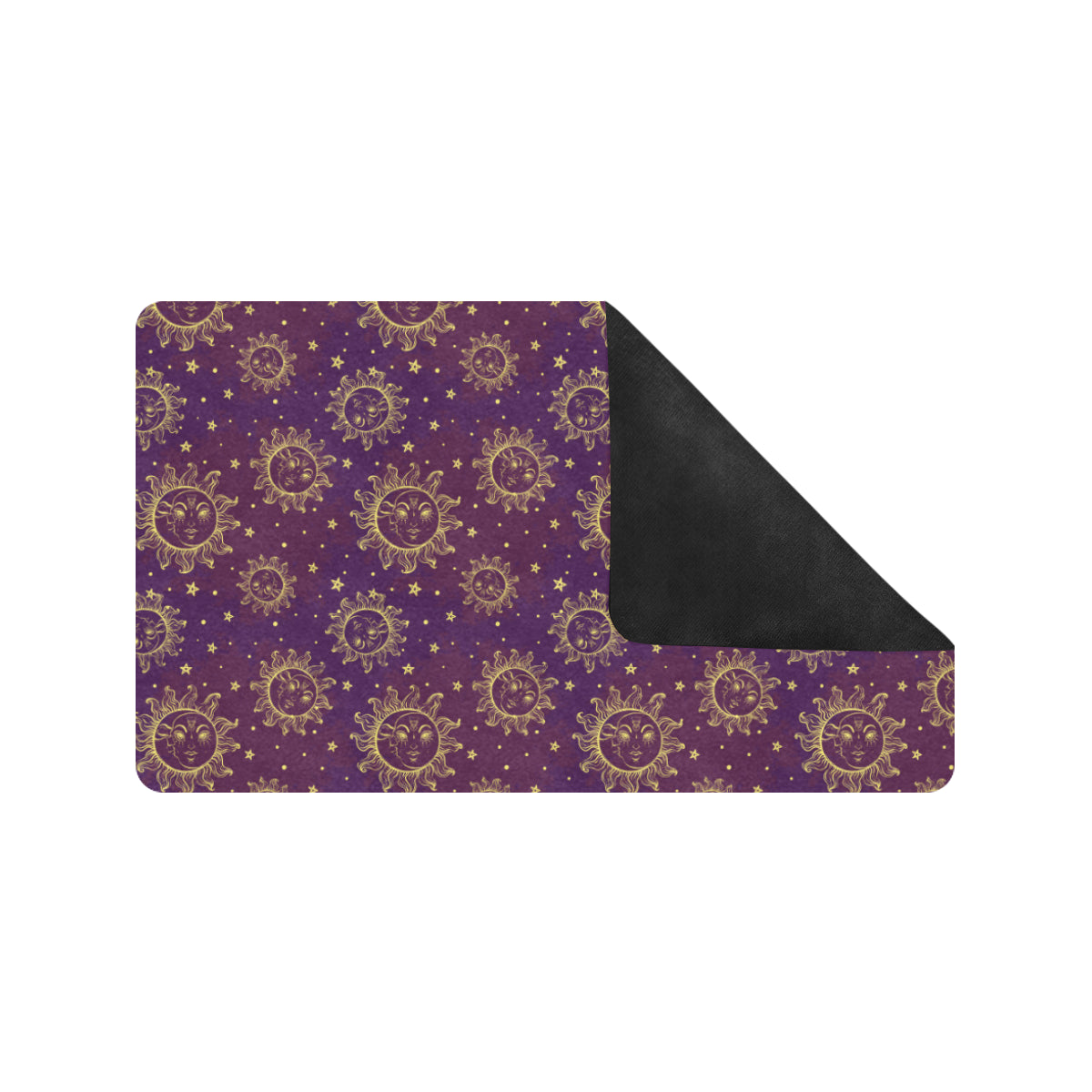 Sun Moon Star Design Themed Print Rubber Doormat