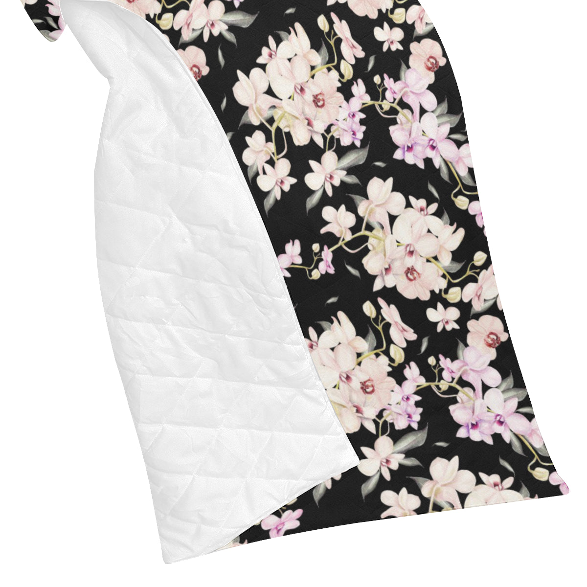 Orchid White Pattern Print Design OR03 Premium Quilt