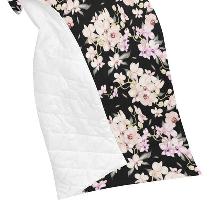 Orchid White Pattern Print Design OR03 Premium Quilt
