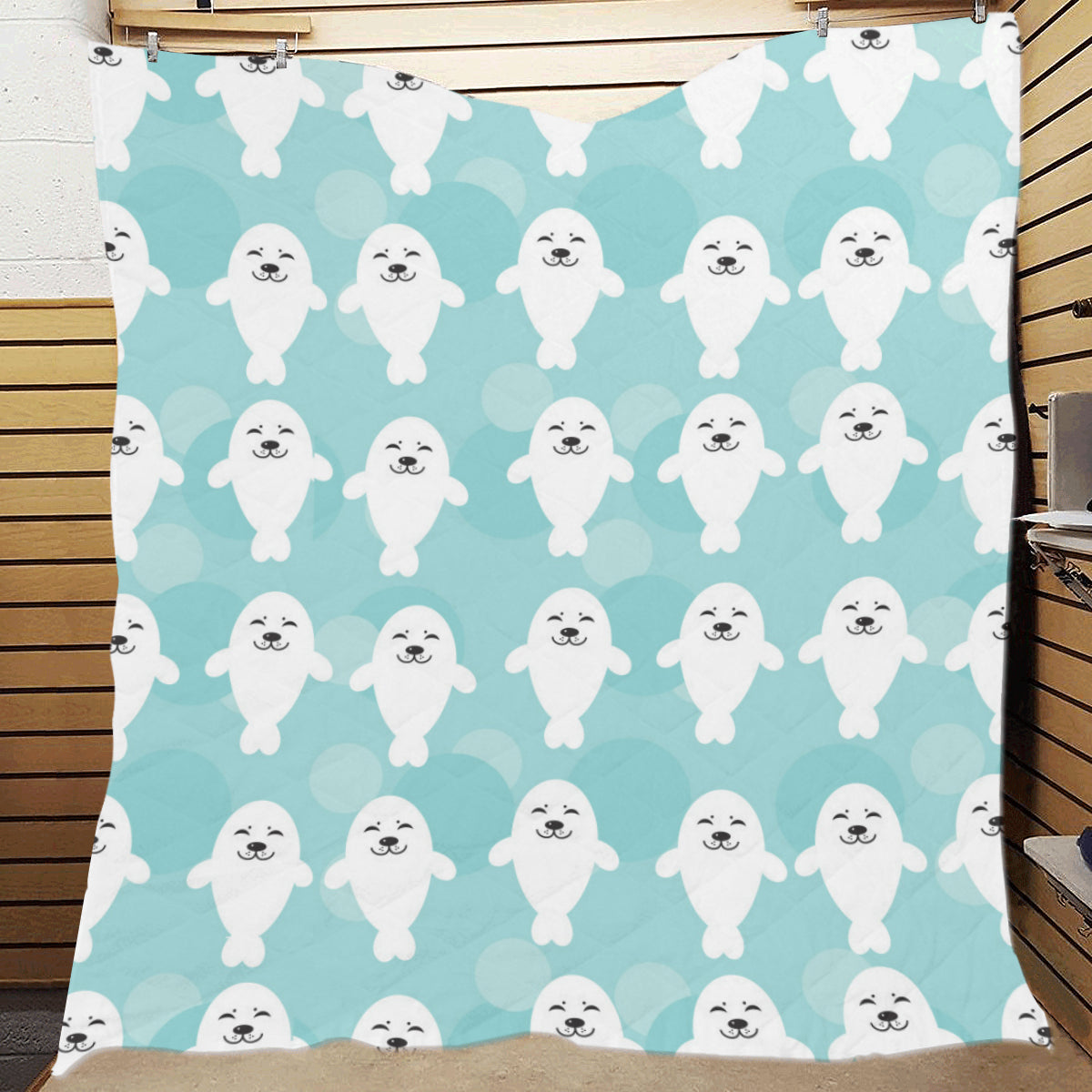 Sea Lion Baby Pattern Print Design 01 Premium Quilt
