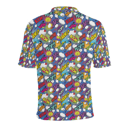 Comic Book Pattern Print Design 02 Men Polo Shirt