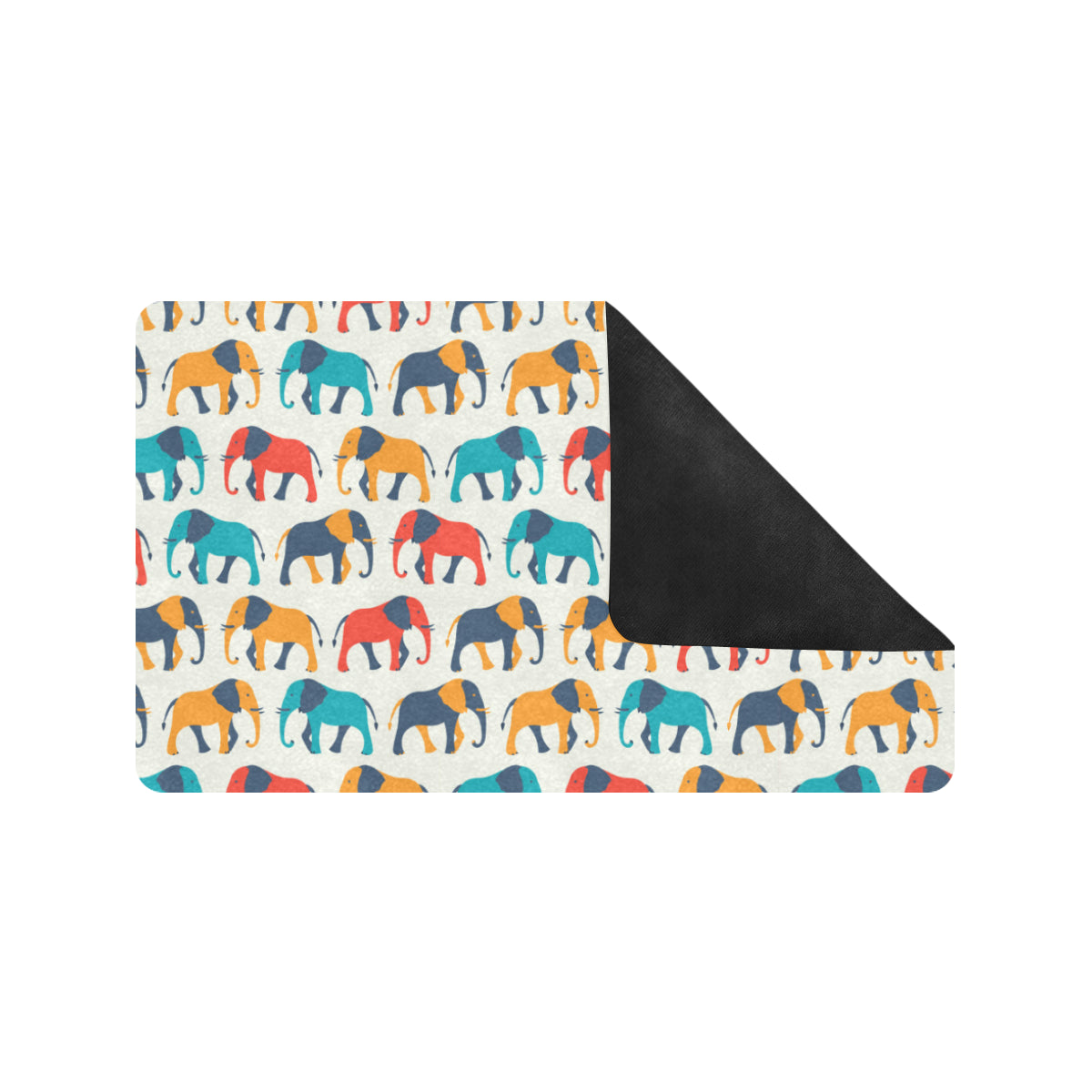 Elephant Colorful Print Pattern Rubber Doormat