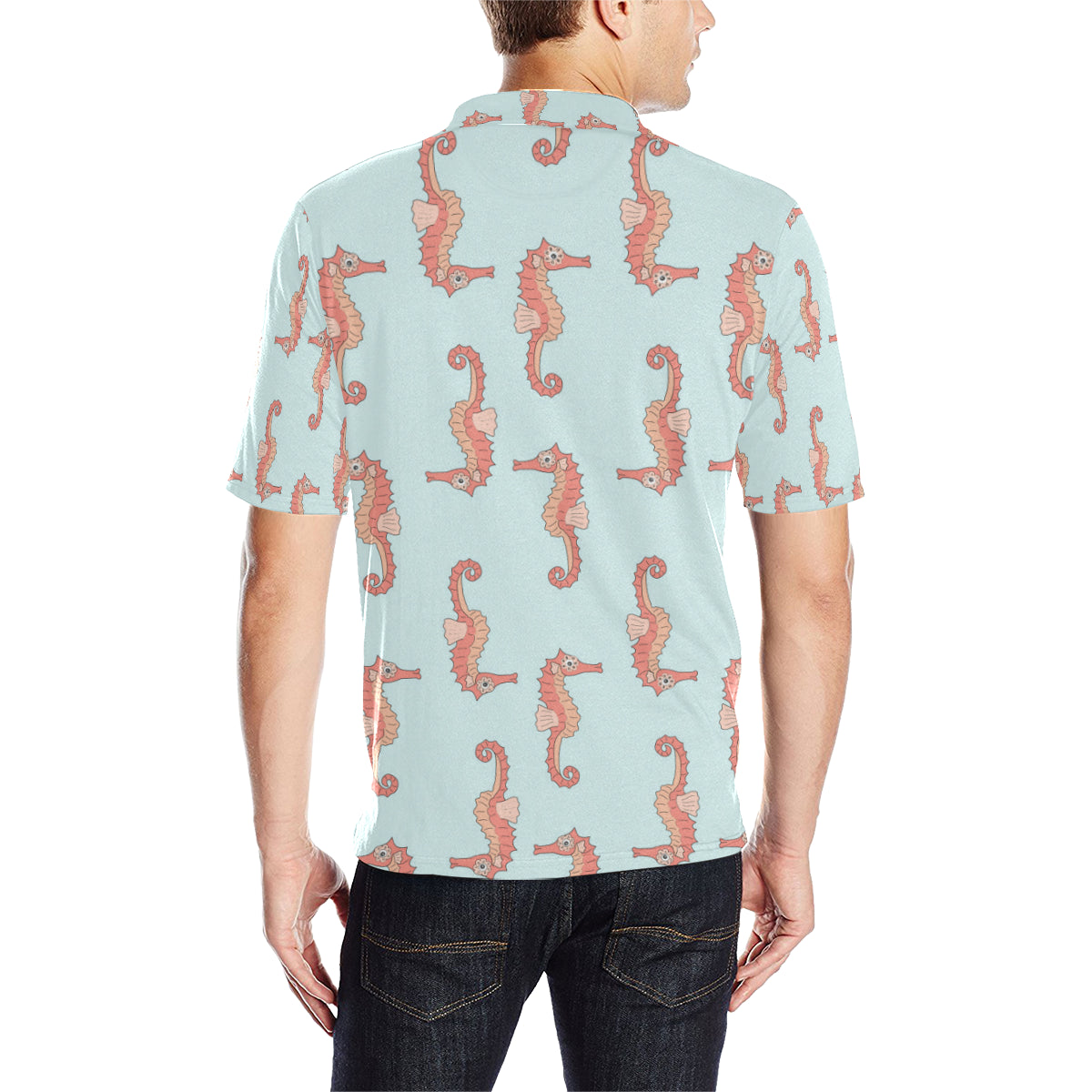 SeaHorse Pattern Print Design 01 Men Polo Shirt