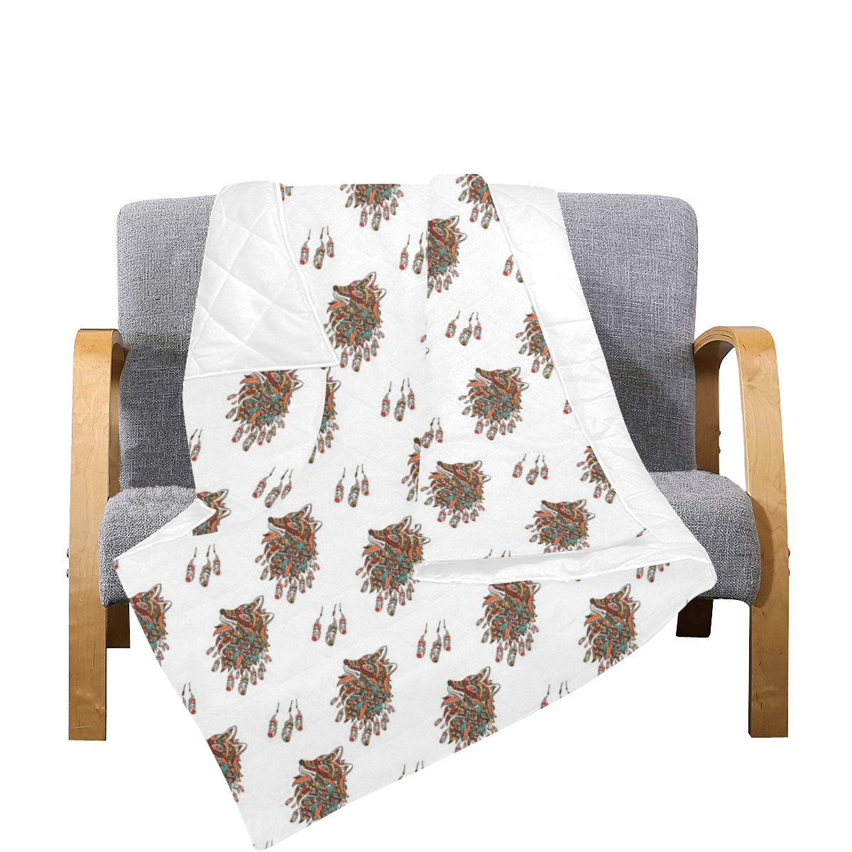 Aztec Wolf Pattern Print Design 02 Premium Quilt