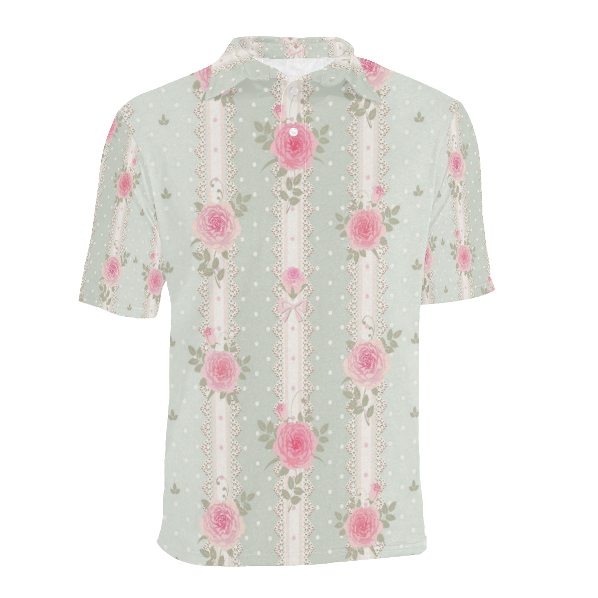 Rose Pattern Print Design RO016 Men Polo Shirt