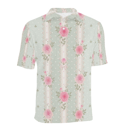Rose Pattern Print Design RO016 Men Polo Shirt