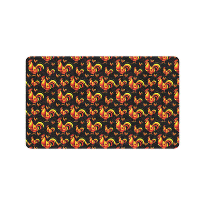 Rooster Print Themed Rubber Doormat
