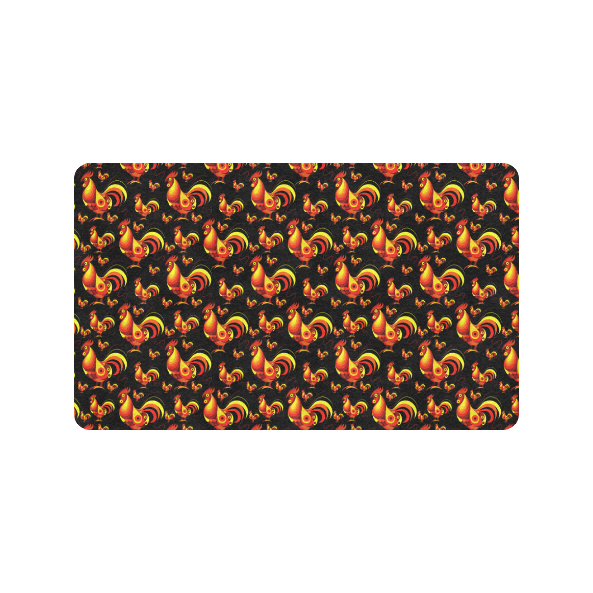 Rooster Print Themed Rubber Doormat