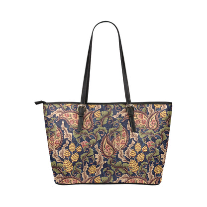 Floral Vintage Classic Print Leather Tote Bag