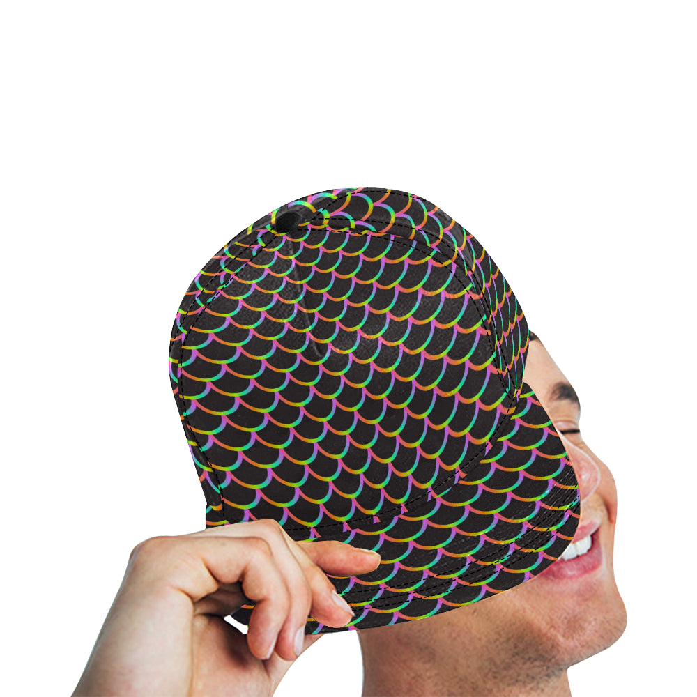 Mermaid Tail Rainbow Design Print Snapback Cap