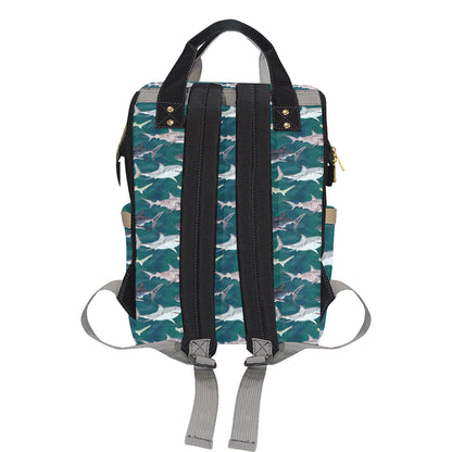Shark Style Print Diaper Bag Backpack