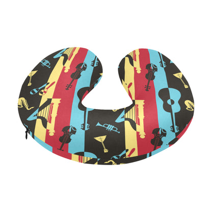 Jazz Pattern Print Design 02 U-Shaped Travel Neck Pillow