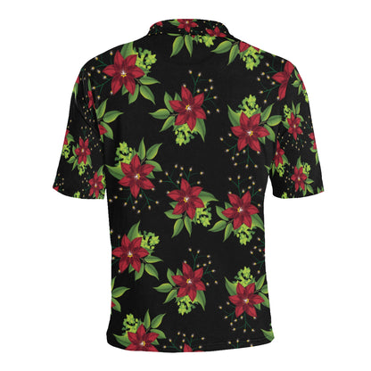 Poinsettia Pattern Print Design A01 Men Polo Shirt
