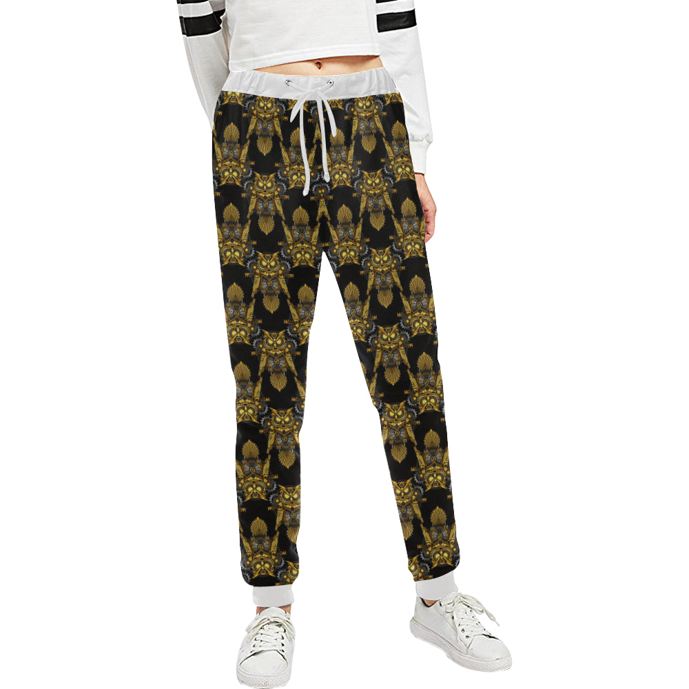 Steampunk Gold Owl Design Themed Print Unisex Sweatpants
