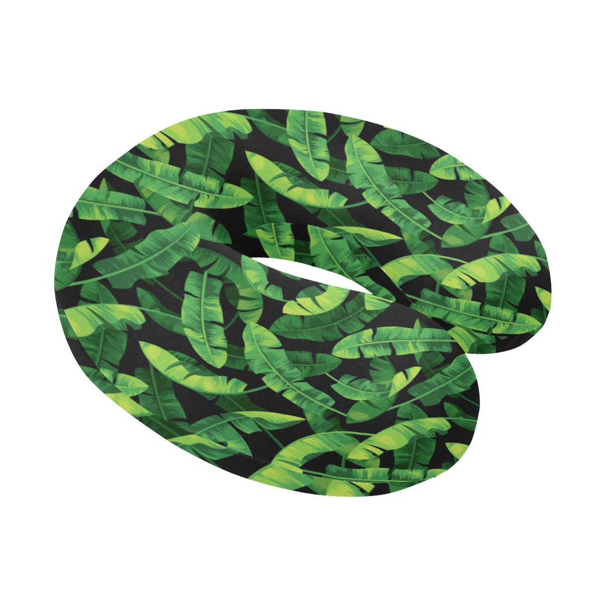 Banana Leaf Pattern Print Design 02 U-Shaped Travel Neck Pillow