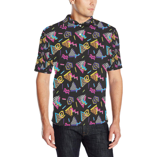 80s Pattern Print Design 3 Men Polo Shirt