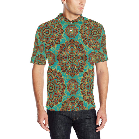 Medallion Pattern Print Design 02 Men Polo Shirt