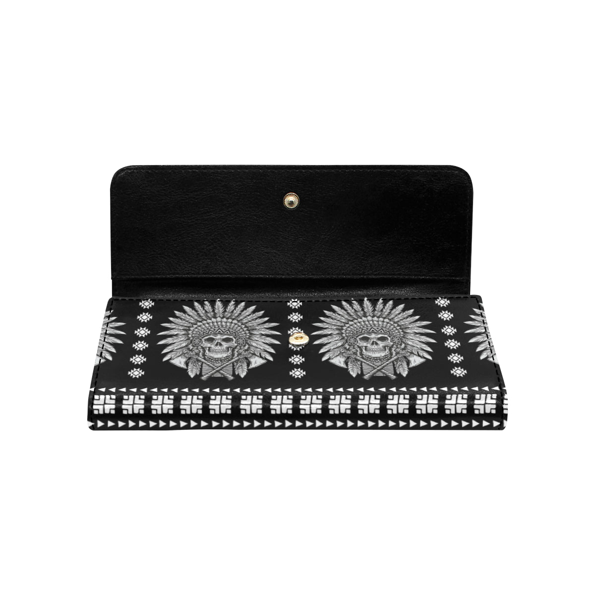 Native American Indian Skull Women's Trifold Wallet