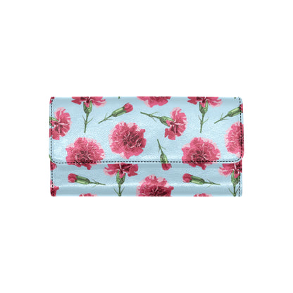 Carnations Pattern Print Design CN01 Women's Trifold Wallet