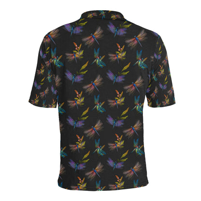 Dragonfly Colorful Realistic Print Men Polo Shirt