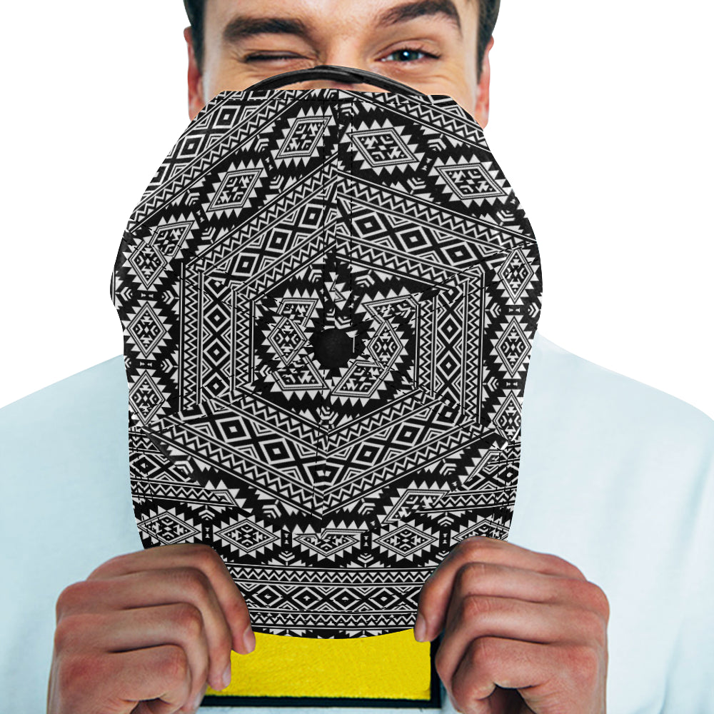 Aztec Black White Print Pattern Snapback Cap