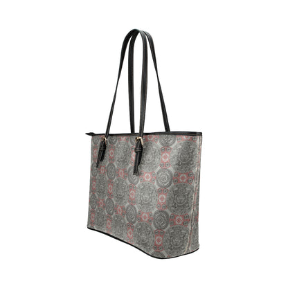 Calendar Aztec Style Print Pattern Leather Tote Bag