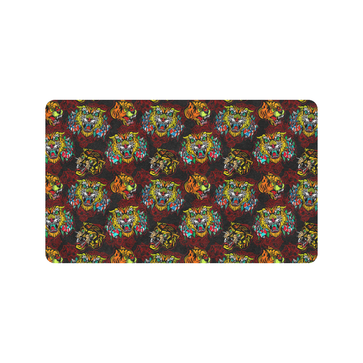 Tattoo Tiger Colorful Design Rubber Doormat