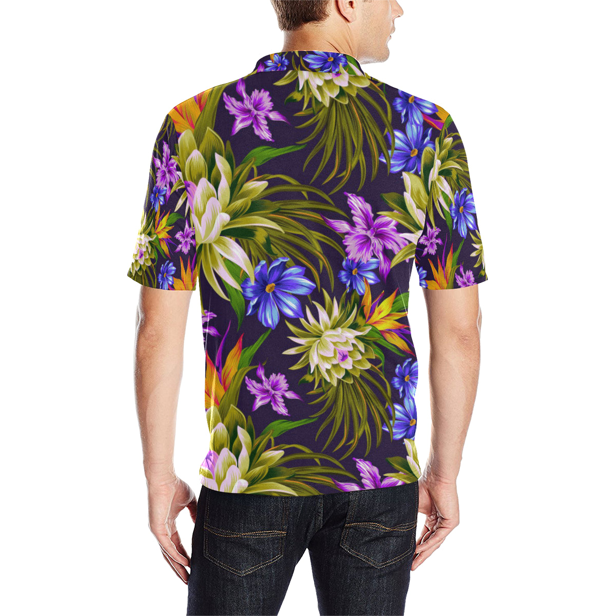 Water Lily Pattern Print Design WL08 Men Polo Shirt