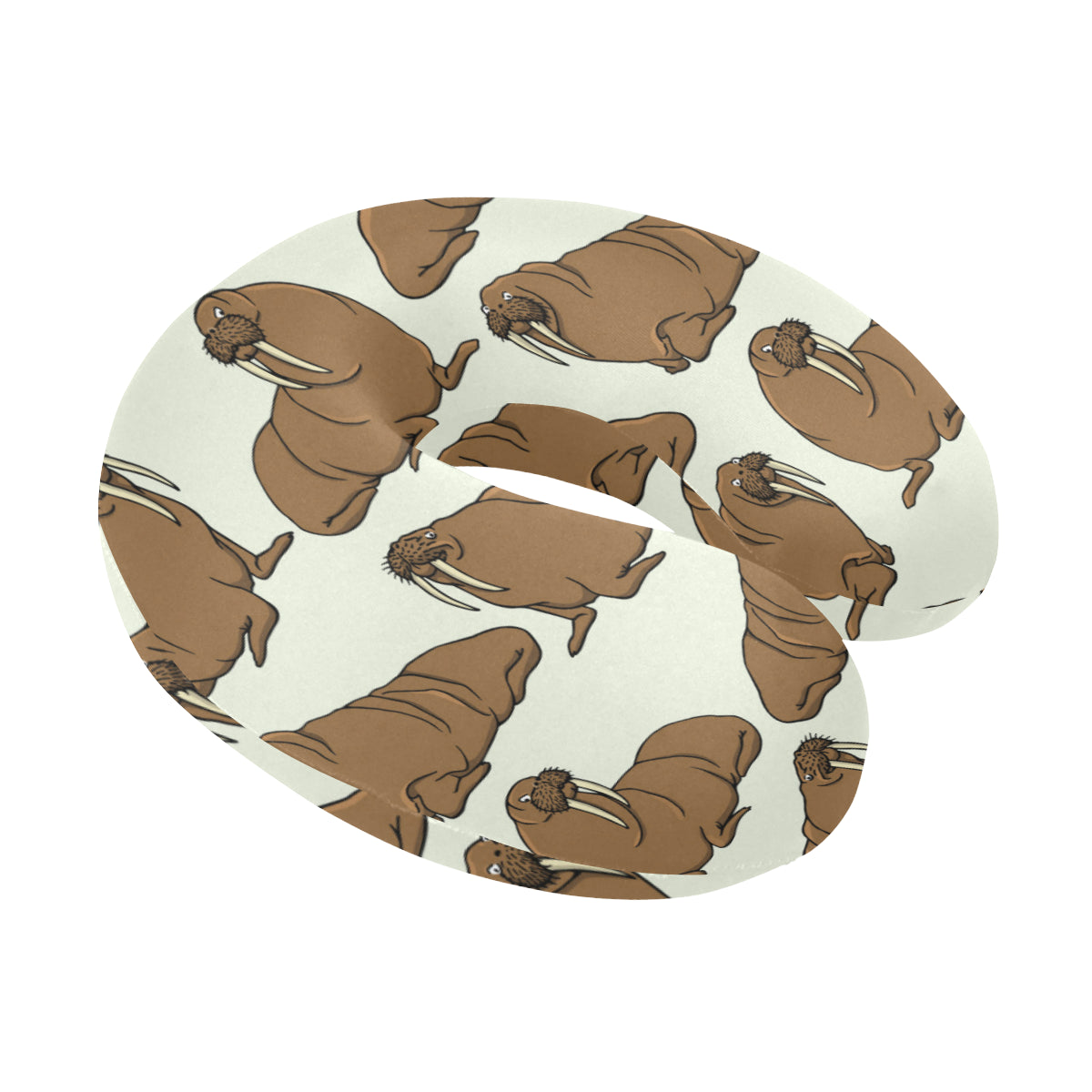 Walrus Pattern Print Design 03 U-Shaped Travel Neck Pillow