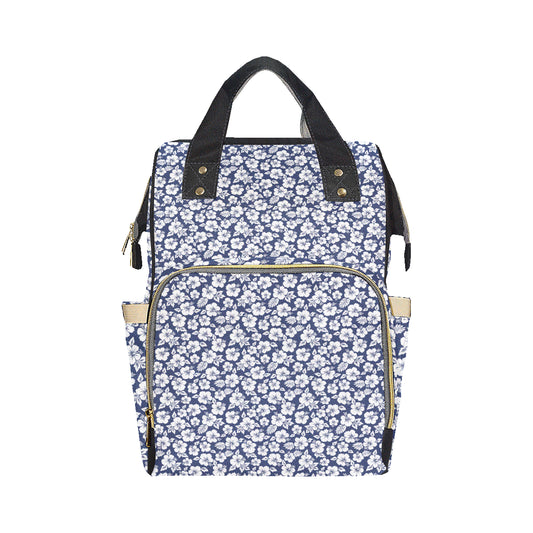 Hibiscus Blue Hawaiian Flower Style Diaper Bag Backpack