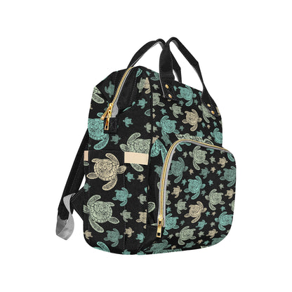 Sea Turtle Stamp Pattern Diaper Bag Backpack