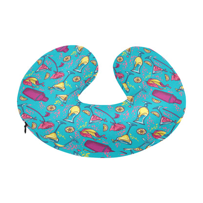 Cocktail Pattern Print Design 03 U-Shaped Travel Neck Pillow