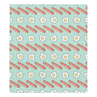 Bacon Sausage Pattern Print Design 01 Premium Quilt
