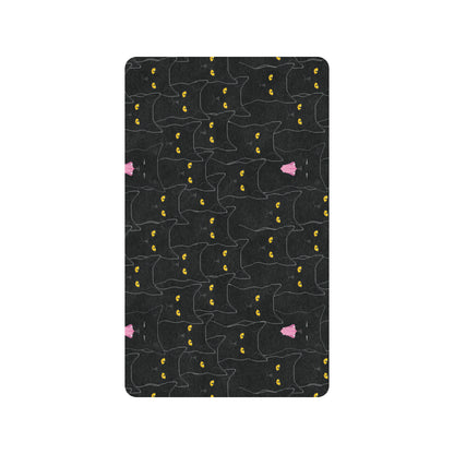 Black Cat Yellow Eyes Print Pattern Rubber Doormat
