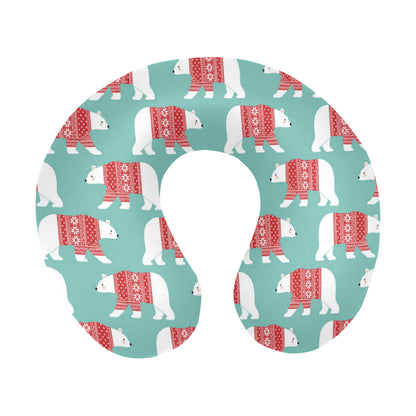 Polar Bear Pattern Print Design A04 U-Shaped Travel Neck Pillow