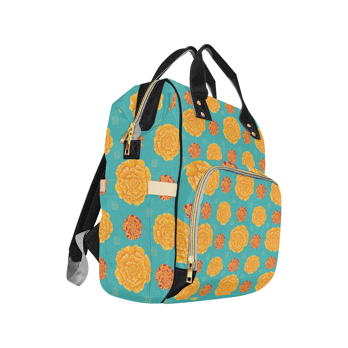 Marigold Pattern Print Design 02 Diaper Bag Backpack