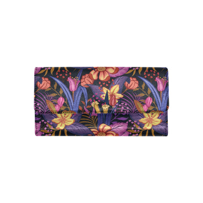 Lily Pattern Print Design LY016 Women's Trifold Wallet