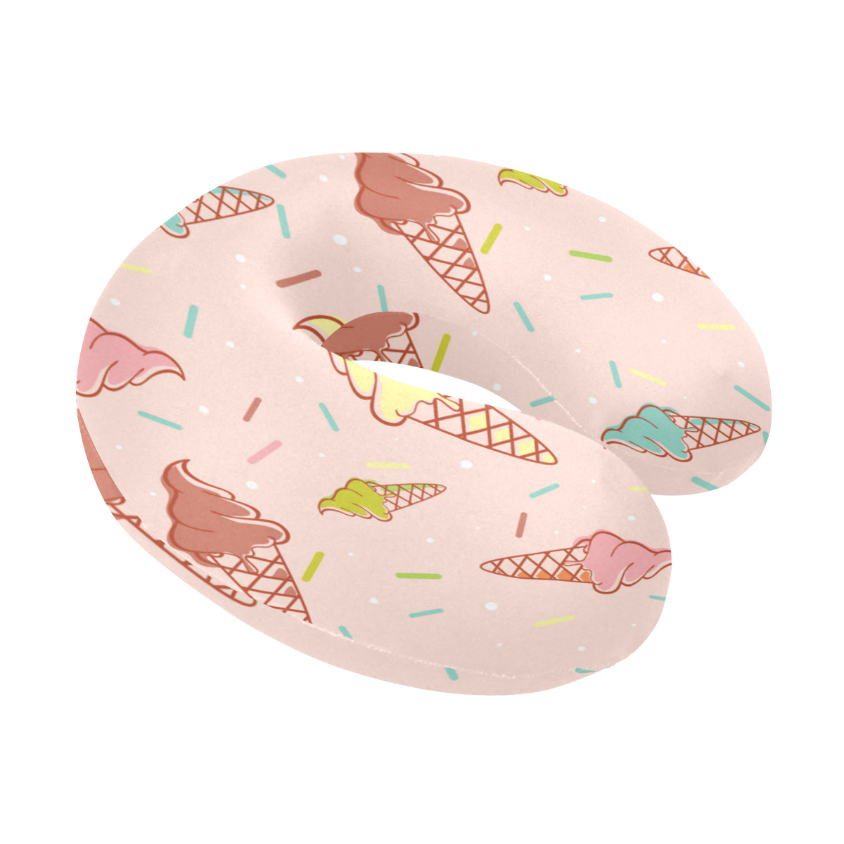 Ice Cream Pattern Print Design 02 U-Shaped Travel Neck Pillow