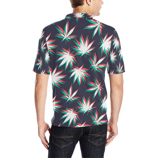 Pot Leaf Pattern Print Design A01 Men Polo Shirt