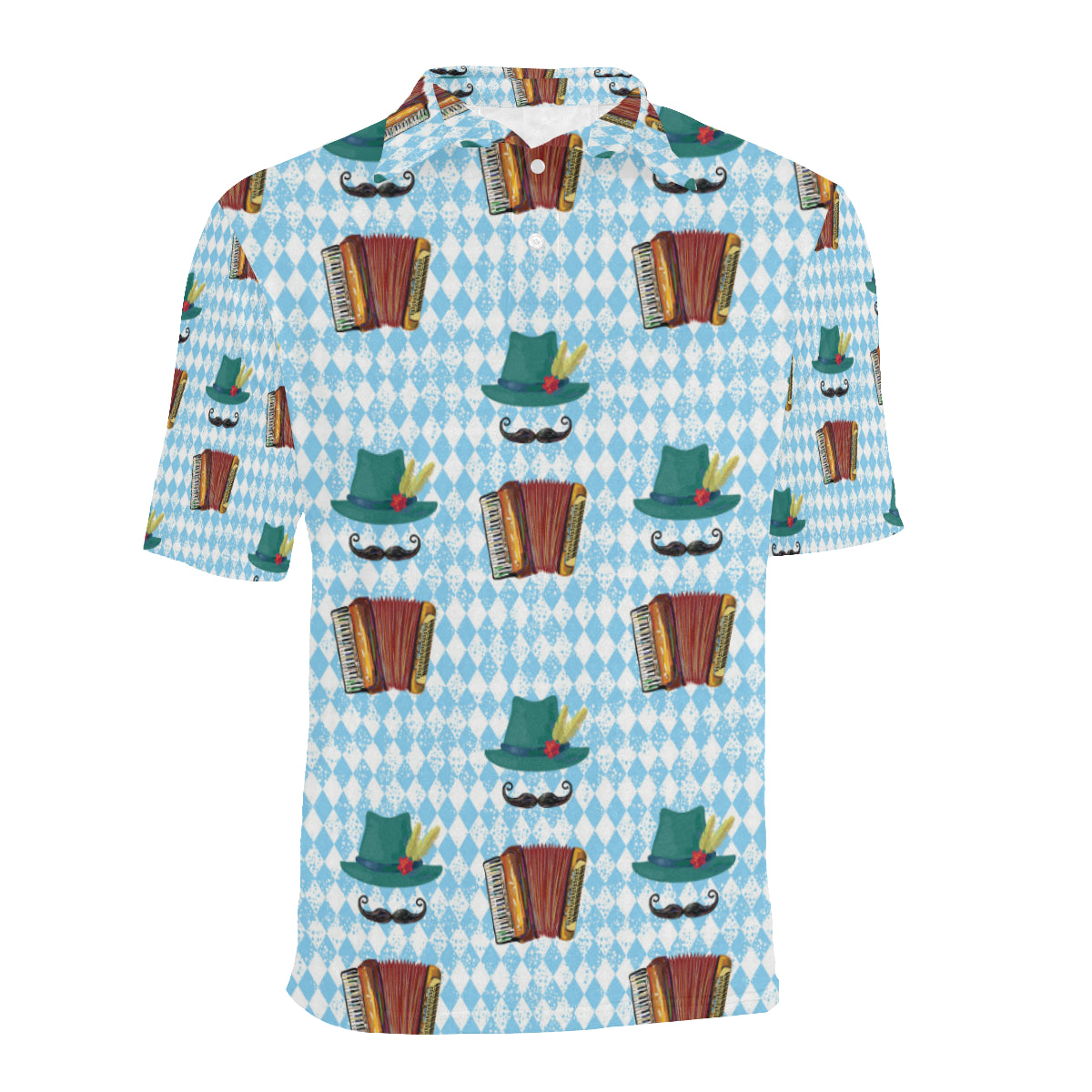 Accordion Mustache Pattern Print Design 01 Men Polo Shirt