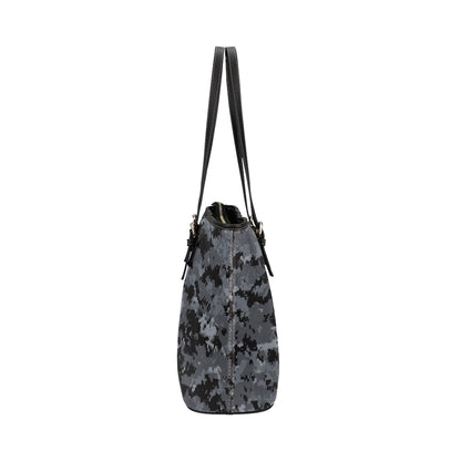 ACU Digital Black Camouflage Leather Tote Bag
