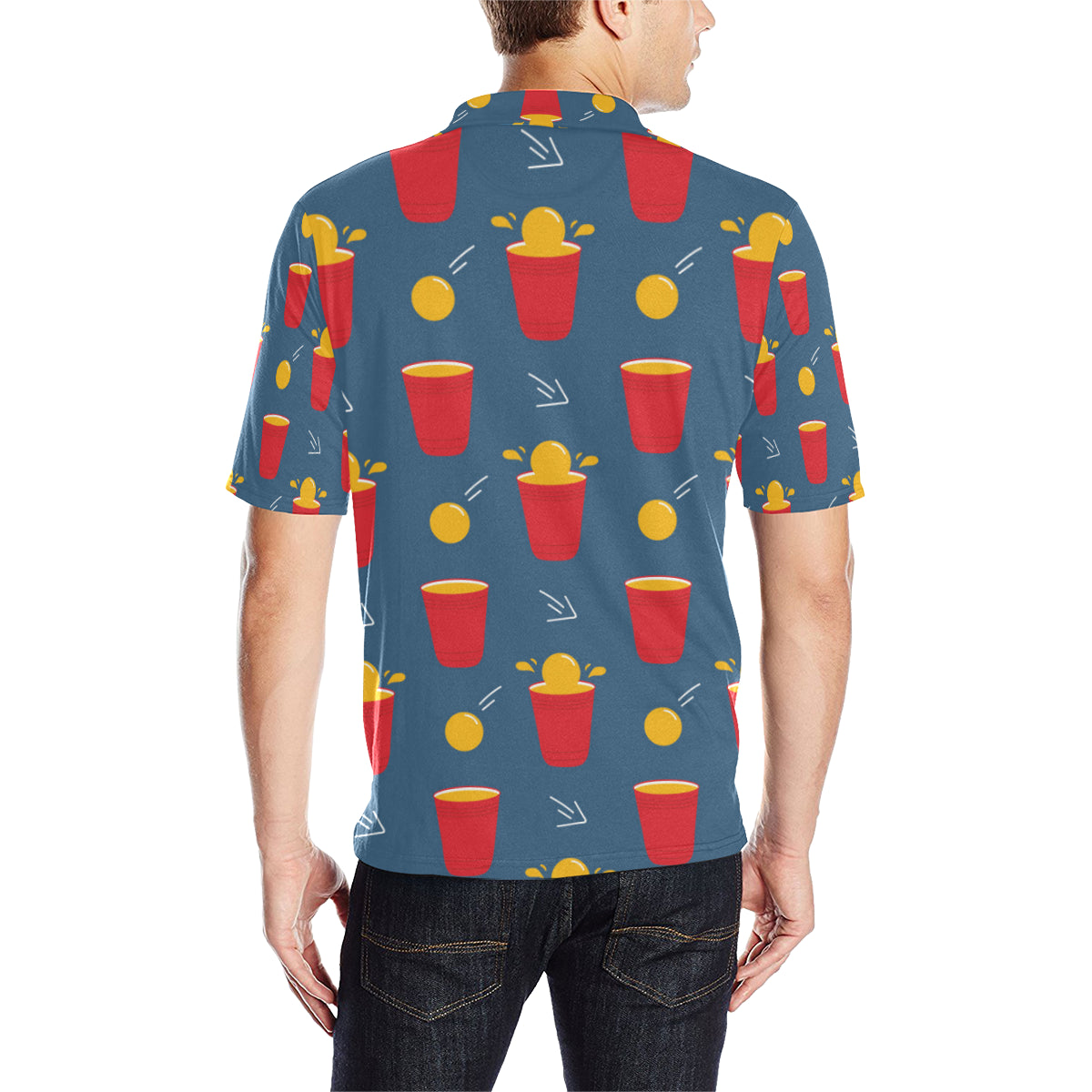Beer Pong Pattern Print Design 02 Men Polo Shirt