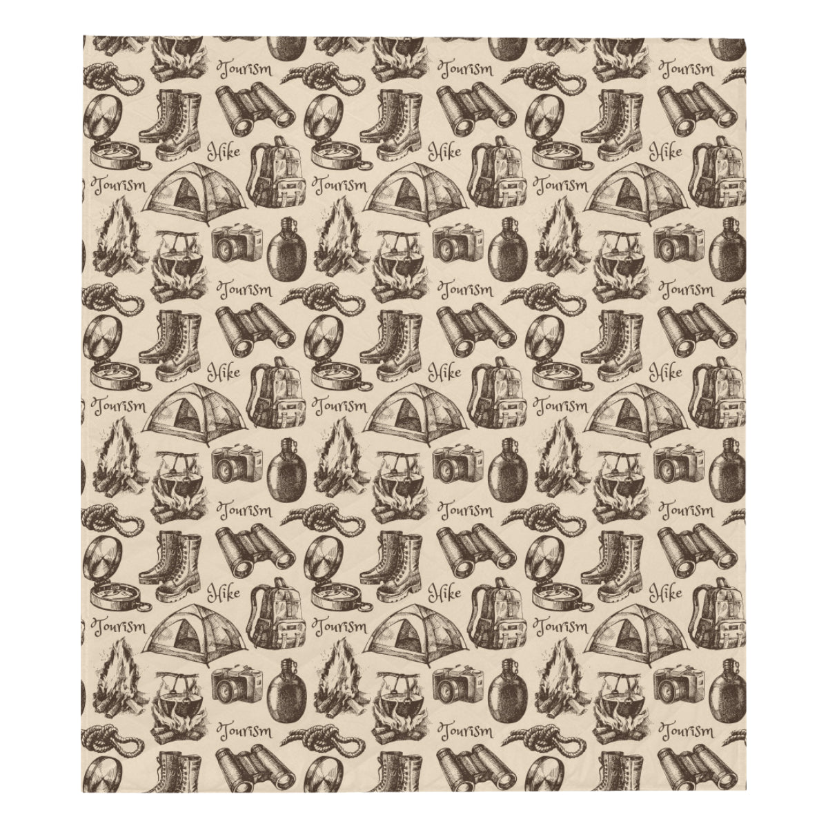 Camping Pattern Print Design 01 Premium Quilt