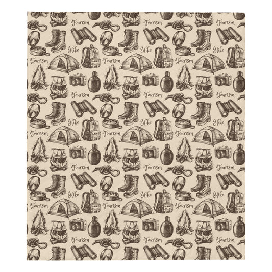 Camping Pattern Print Design 01 Premium Quilt