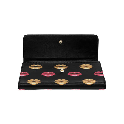 Lip Pattern Print Design 03 Women's Trifold Wallet
