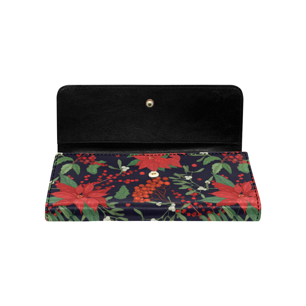 Poinsettia Pattern Print Design POT02 Women's Trifold Wallet