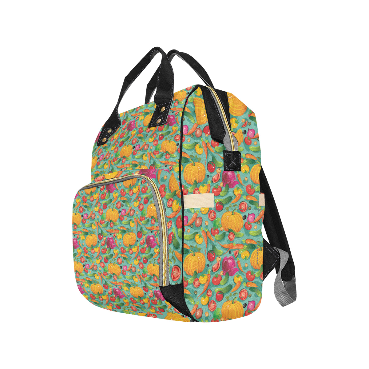 Vegan Colorful Themed Design Print Diaper Bag Backpack