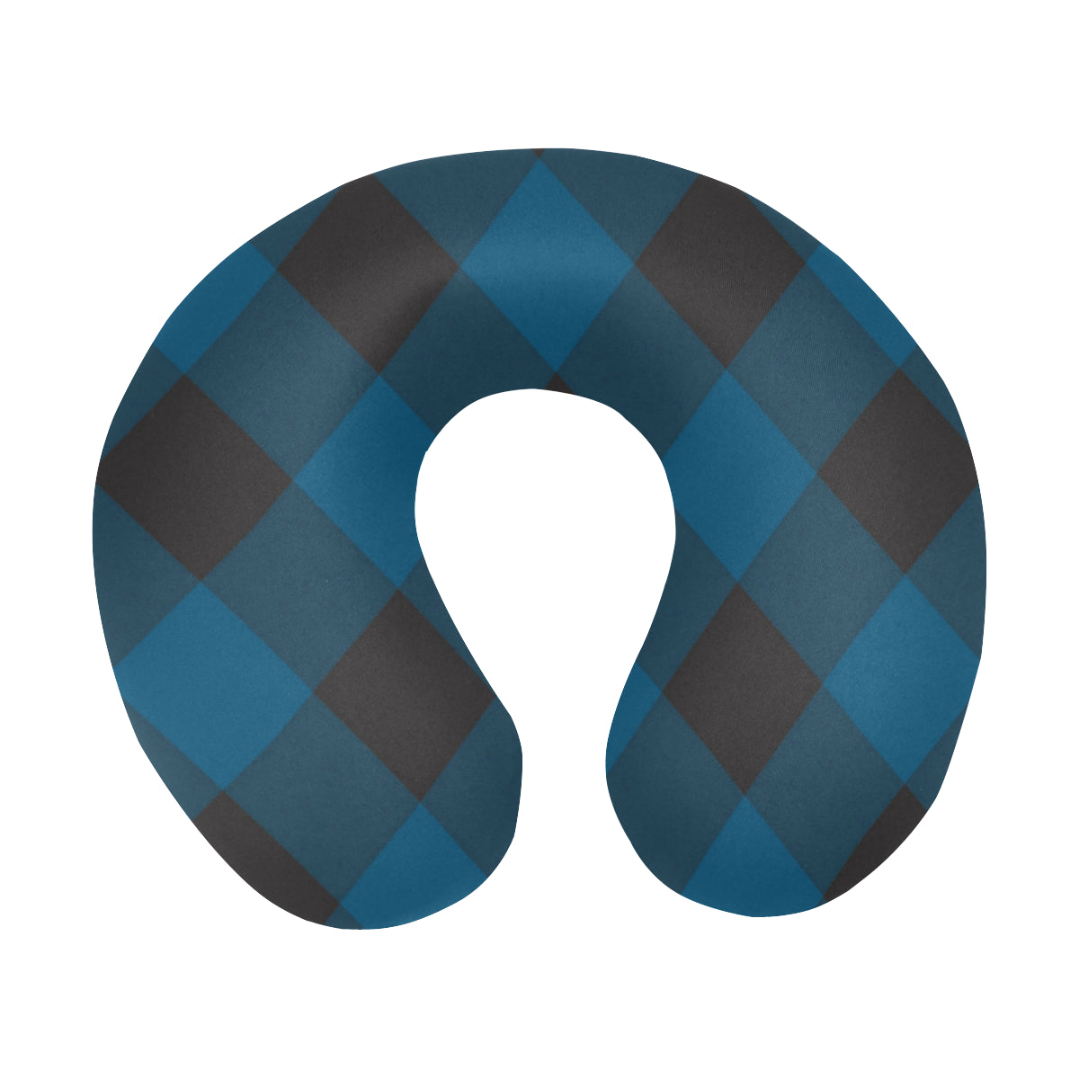 Plaid Blue Pattern Print Design A04 U-Shaped Travel Neck Pillow