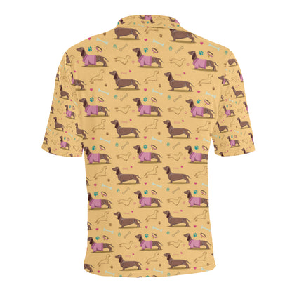 Dachshund Pattern Print Design 07 Men Polo Shirt