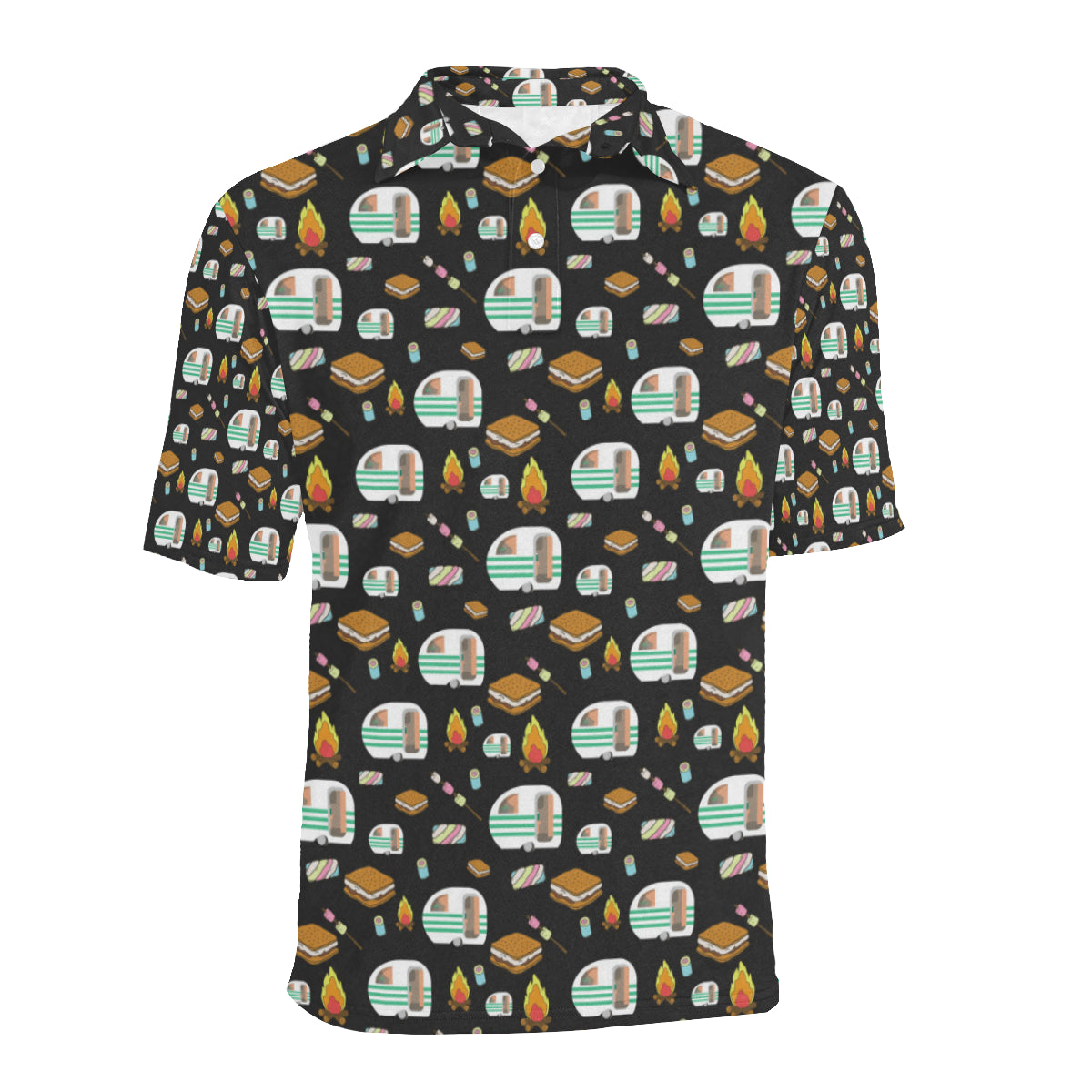 Camper marshmallow Camping Design Print Men Polo Shirt